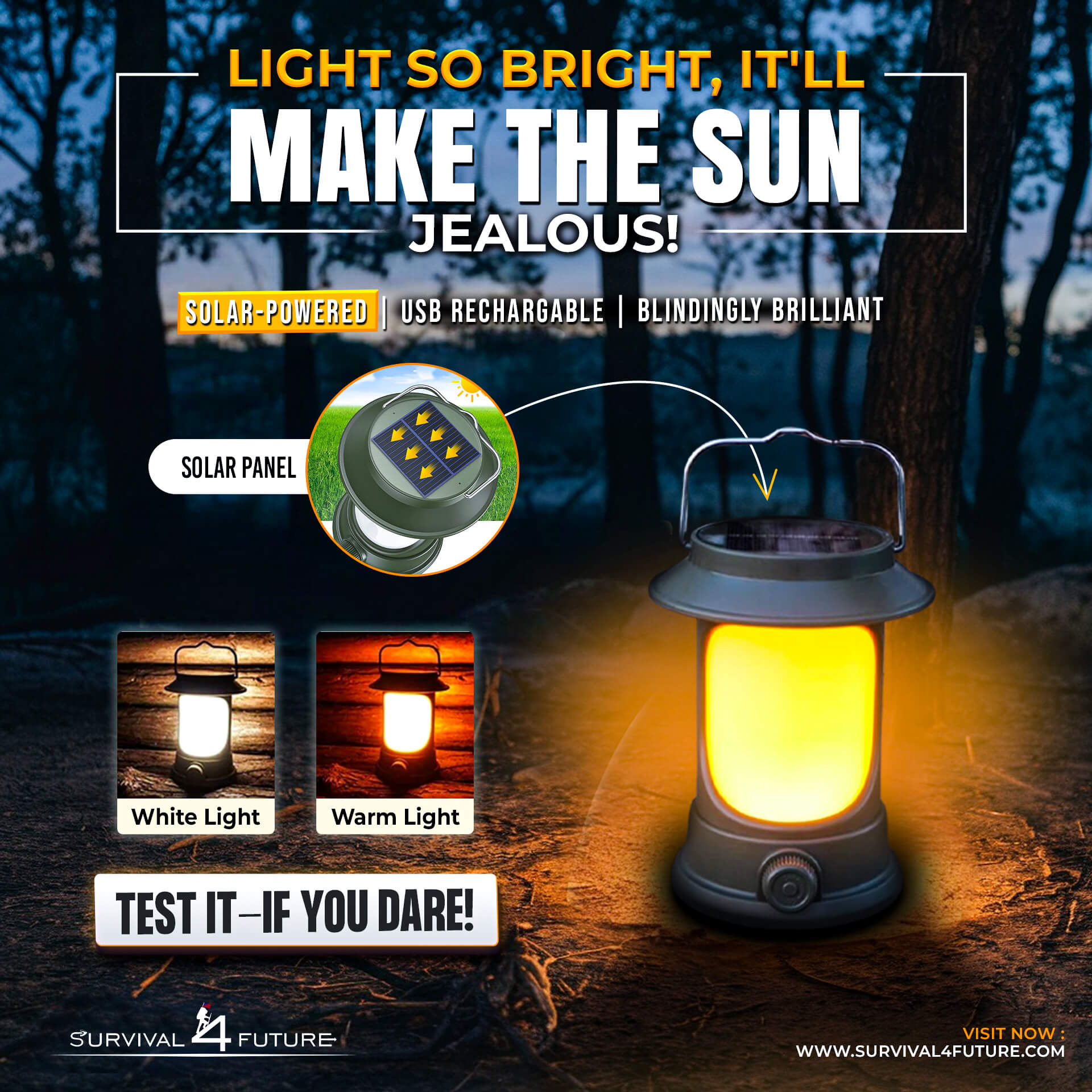 Light4Future - Rechargeable Waterproof Solar Lantern - survival4future