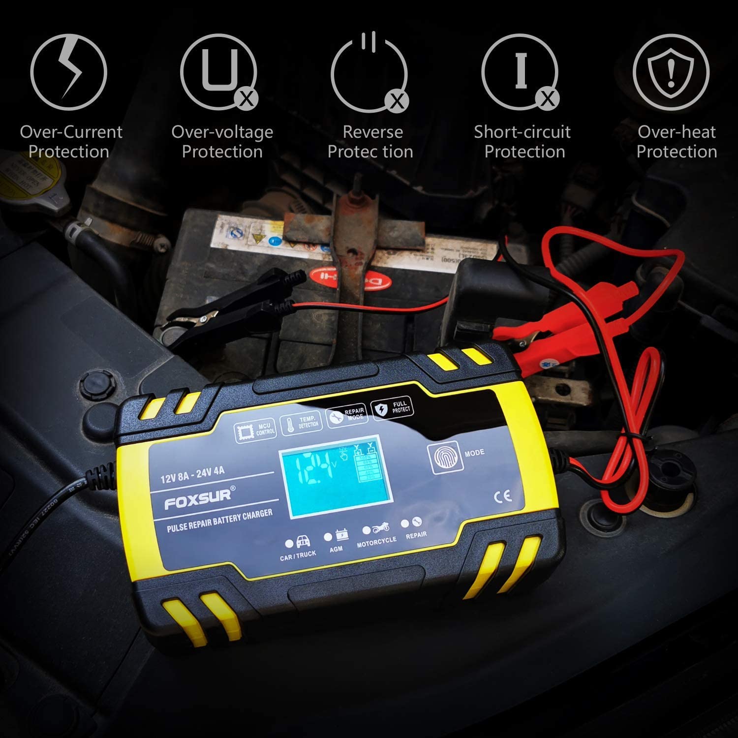 Car battery charger / jump starter with LCD touch screen - survival4future