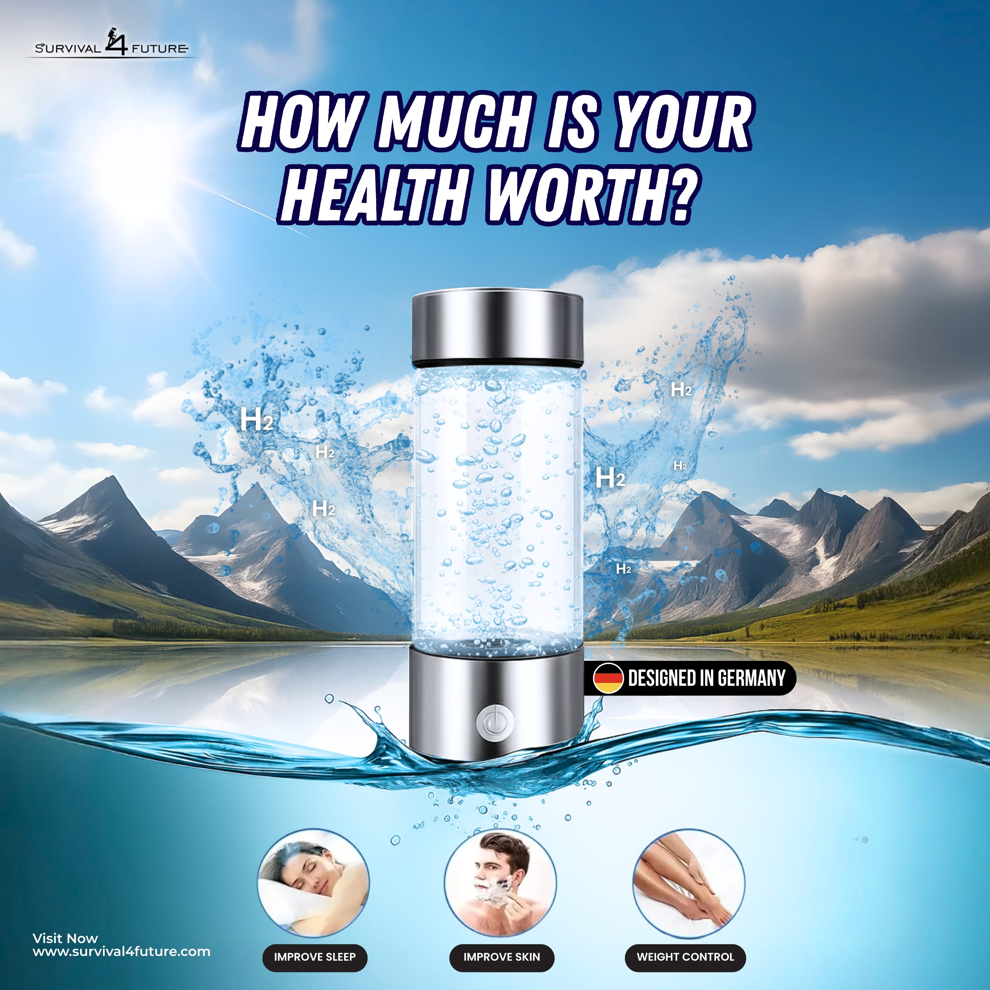 Hydro4Future - Hydrogen Water Bottle for Better Health & More Energy -